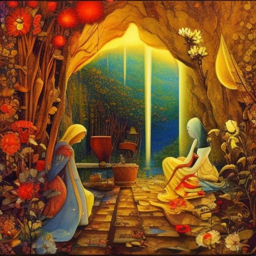 Contrasting Light Beams Under Starry Sky