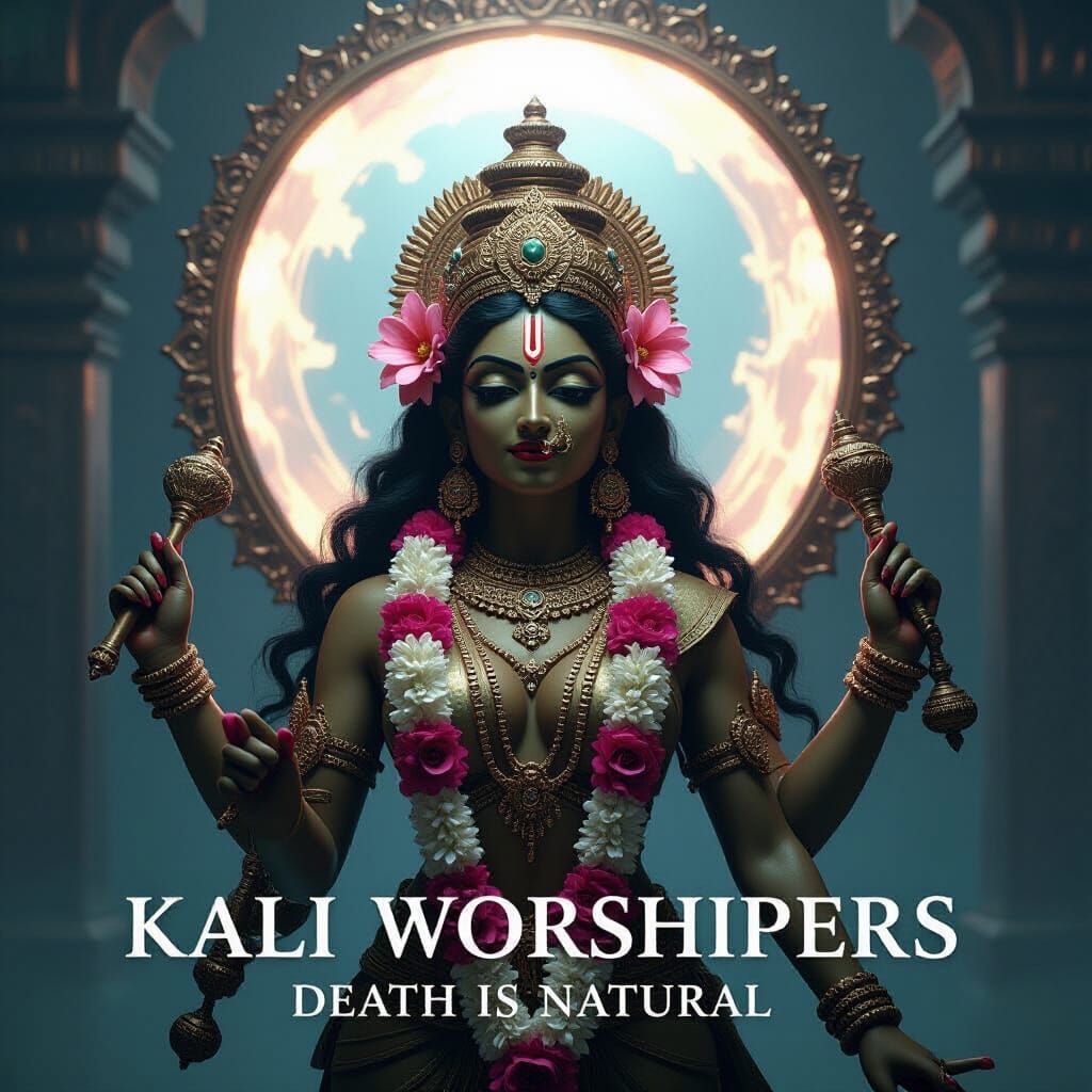 Bronze Kali Statue with Portal, Futuristic Style