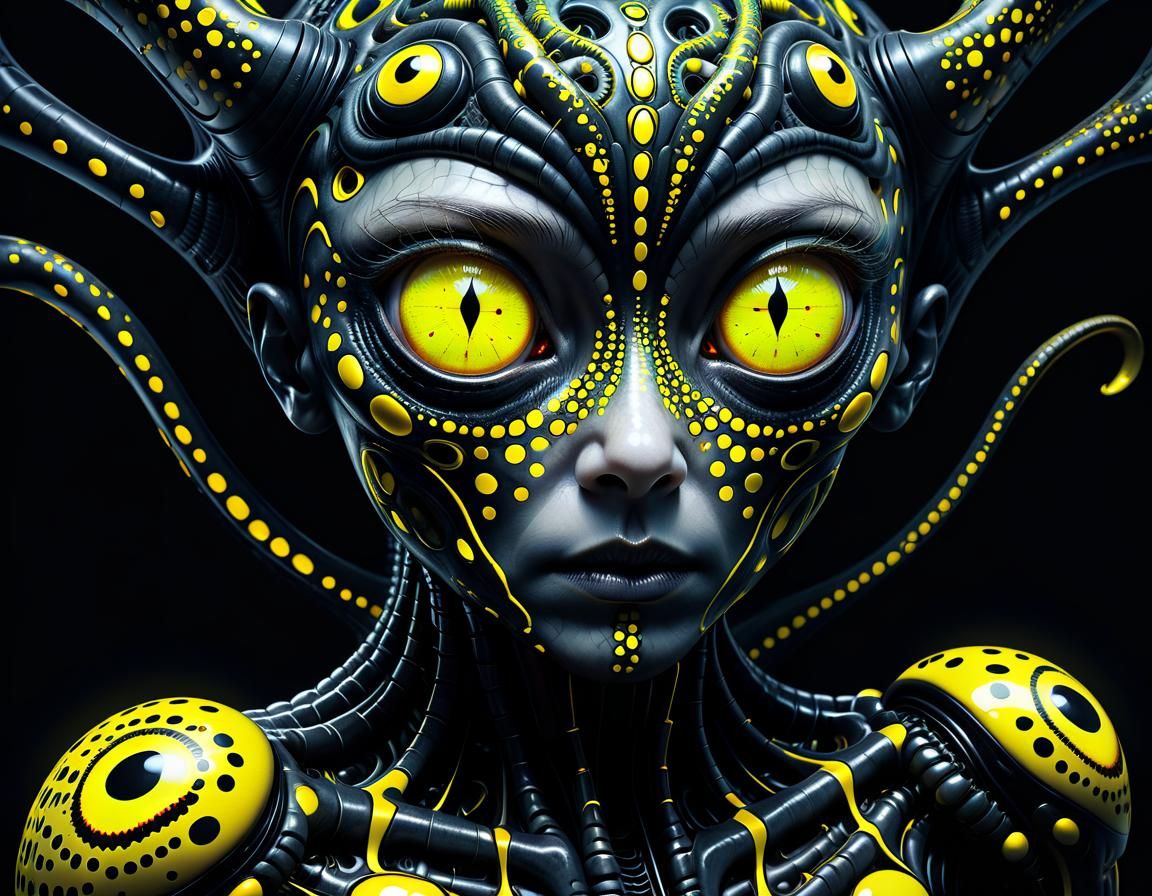 Surreal Glowing Eyes in the Dark: Digital Art