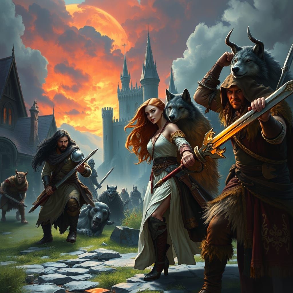 Fantasy Heroes Ambushed: Cleric and Druid Wolf Defend