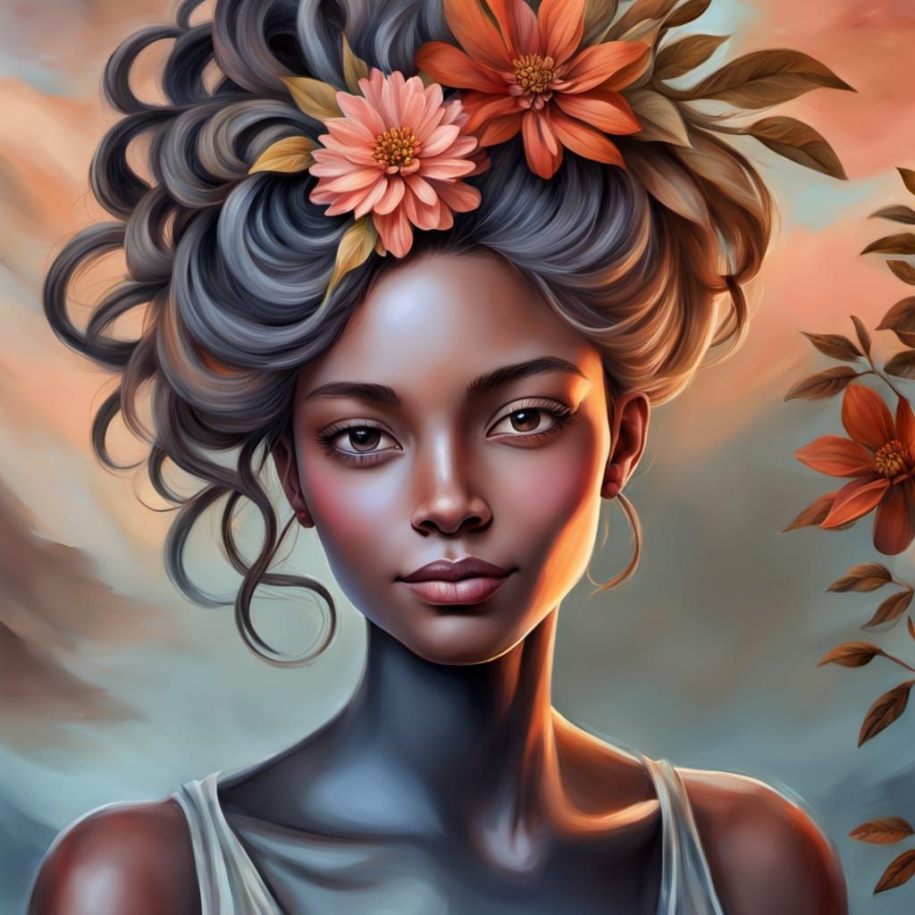 Warm Portrait in Earthy Tones, Digital Painting