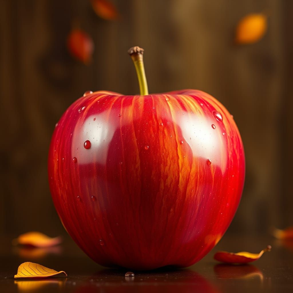 Glossy Apple in Warm Autumn Light