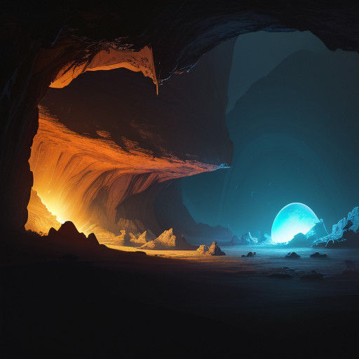 Glowing UFO in a Mystic Cave