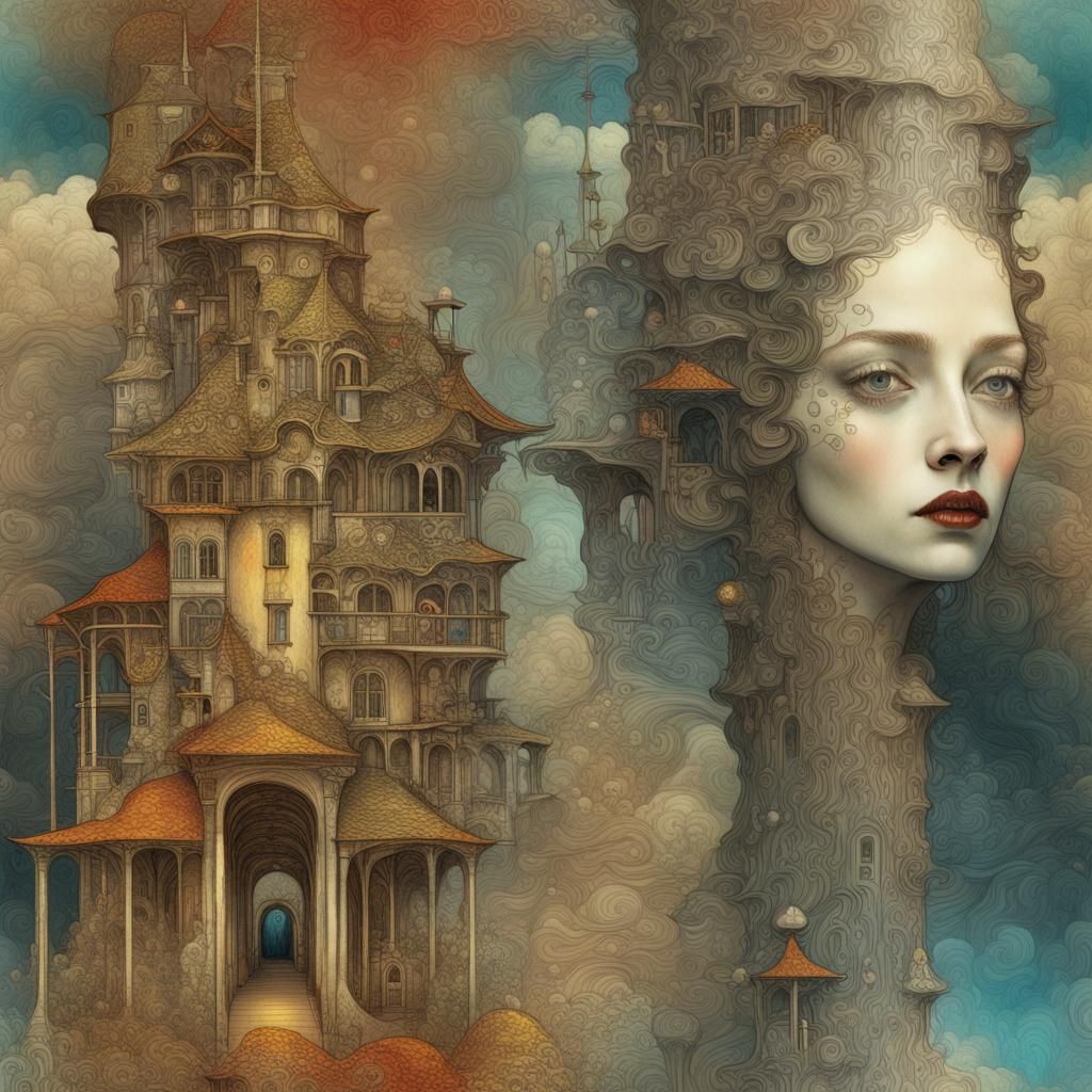 Surreal Women's Faces in Detailed Matte Painting