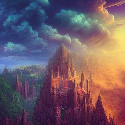 Fantastical Matte Painting in Deep Color, 8K