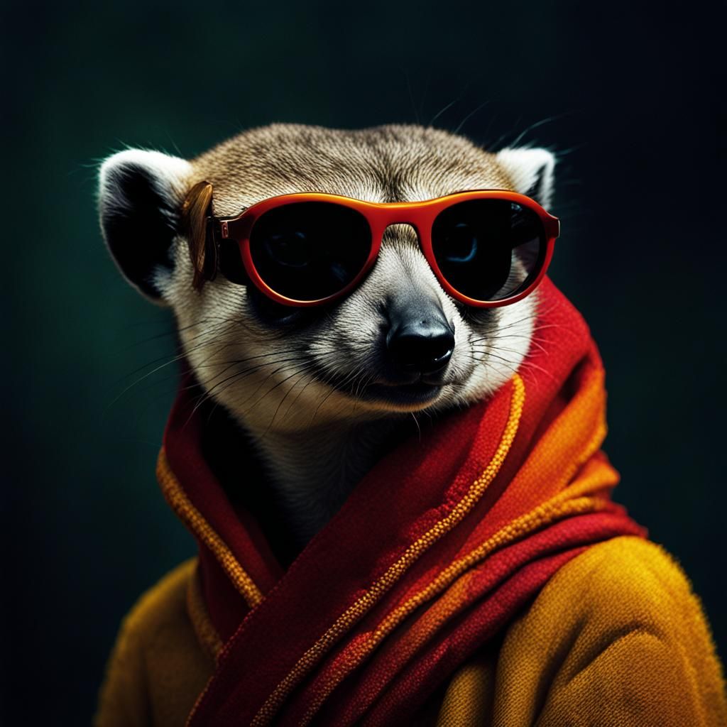 Surreal Meerkat Portrait in Vibrant Colors