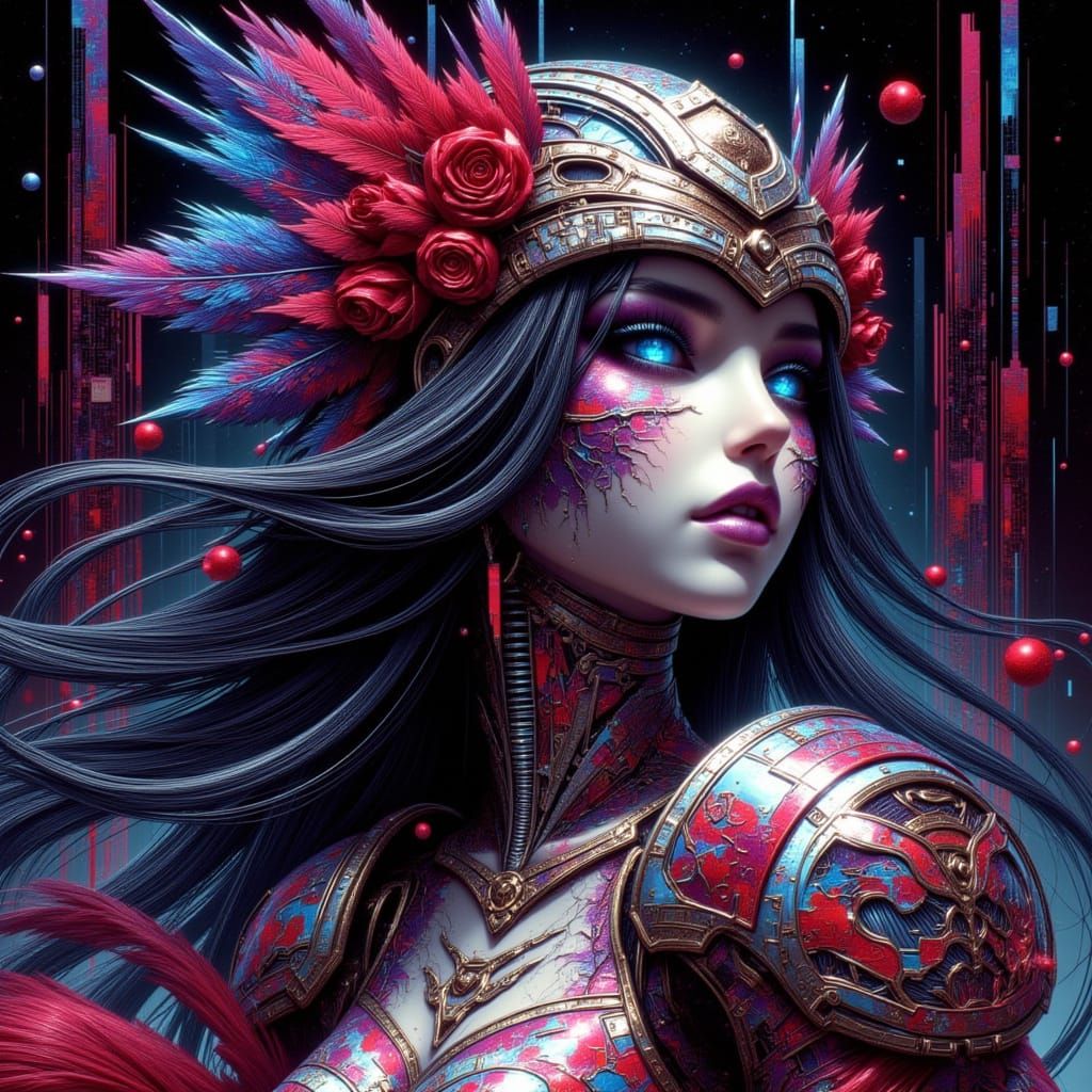 Hajime Sorayama Style Cyborg Female in Retro Futurism