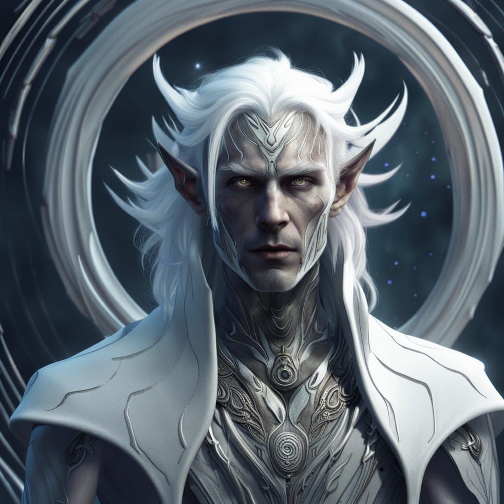 Detailed Portrait of an Androgynous High Elf