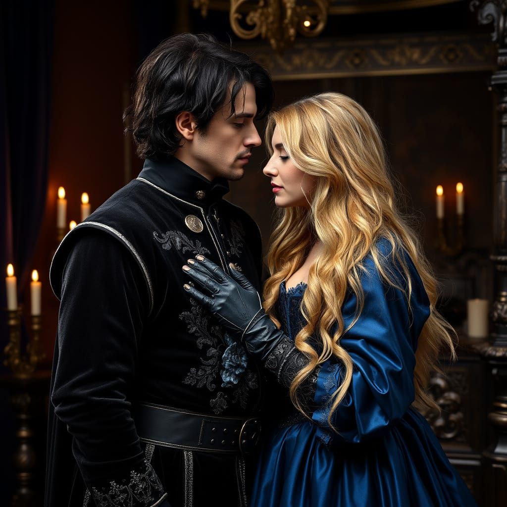 Medieval Nobles in Dramatic Chiaroscuro Lighting