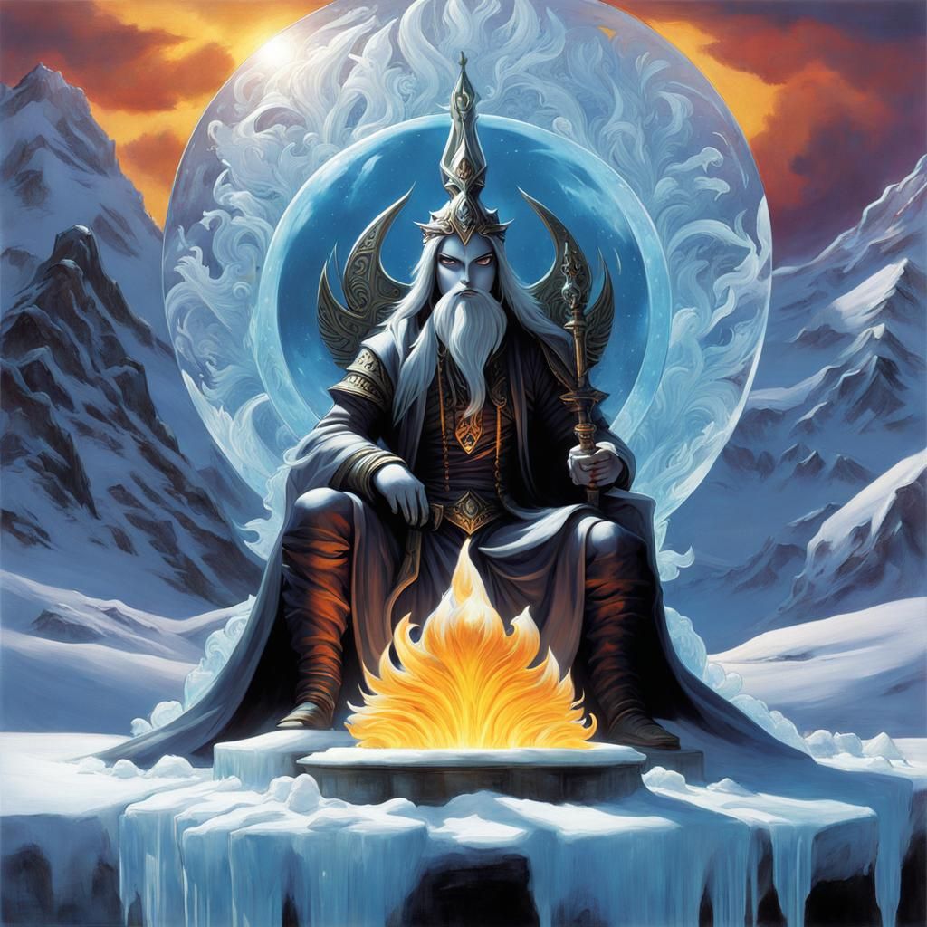 Translucent Ice Sculpture of Shiva in Chughtai Style