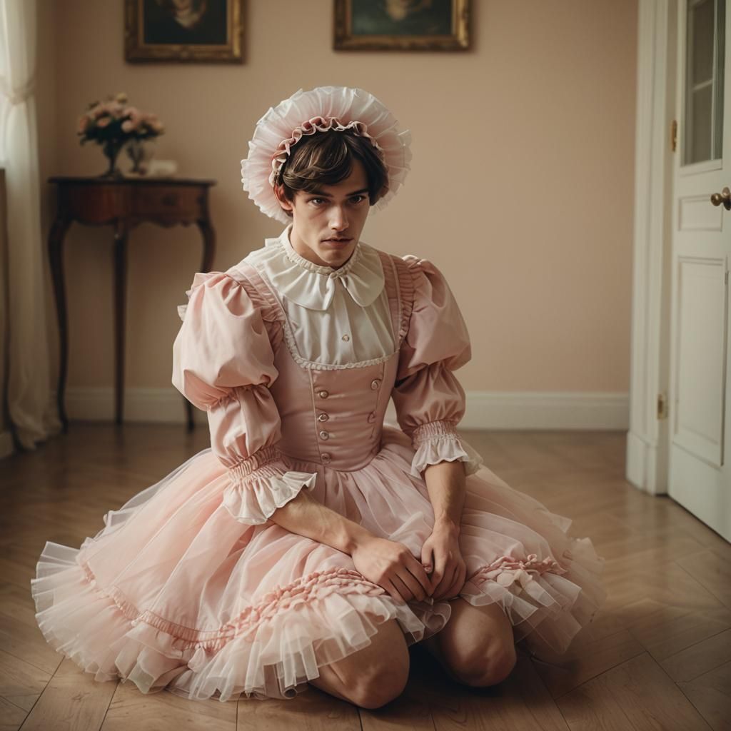 Boy in Tulle Dress Gives Curtsy: Cinematic Film Still
