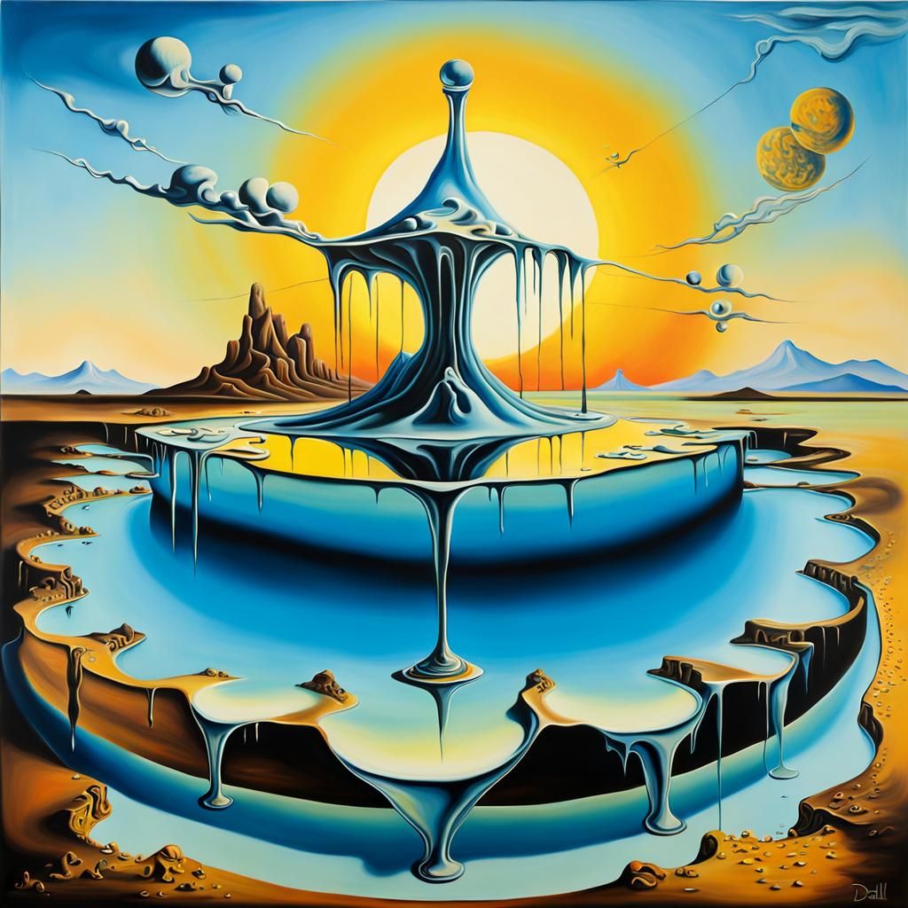 Surreal Sunrise in Dali Style on Canvas