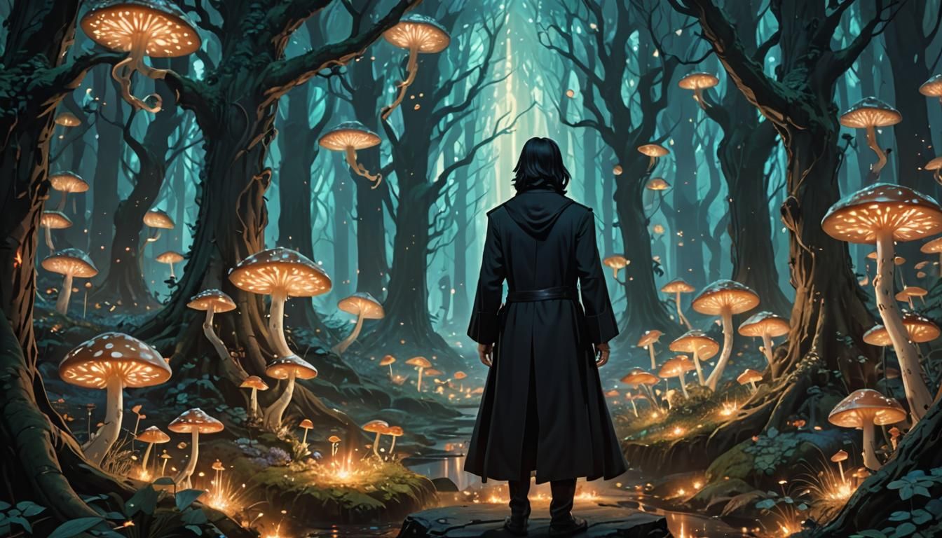 Anime Severus Snape in Mystical Forest