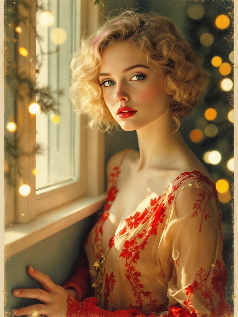 Vintage Pin-Up Woman With Soft Light Photography