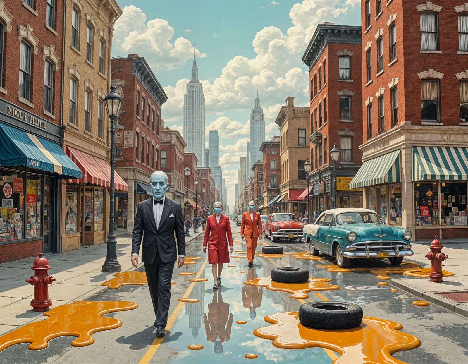 Surreal Melting Cityscape on a Hot Summer Day