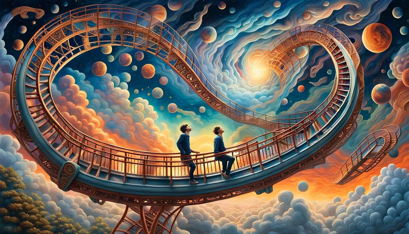 Cosmic Rebirth on Roller Coaster, Detailed Illustration