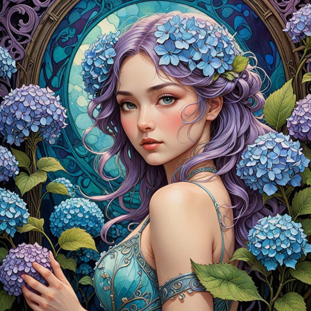 Hydrangea Hayao Miyazaki Alphonse Mucha Amanda Sage Bernie W...