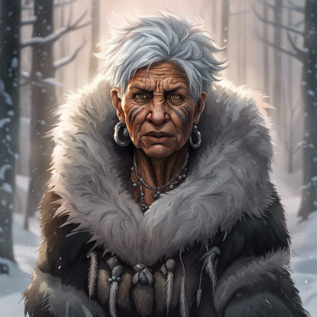 Hyperrealistic Portrait of an Elderly Neanderthal Shaman