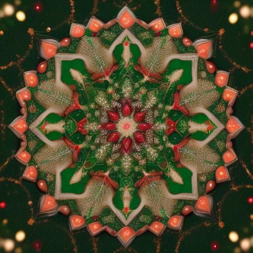Festive Christmas Mandala in Professional Photography Style