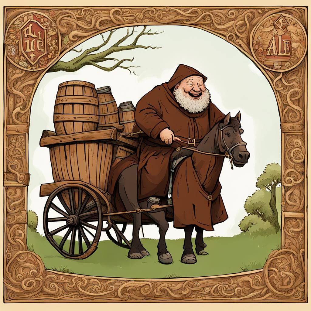 Legend of Robin Hood: Friar Tuck with a cart of ale.