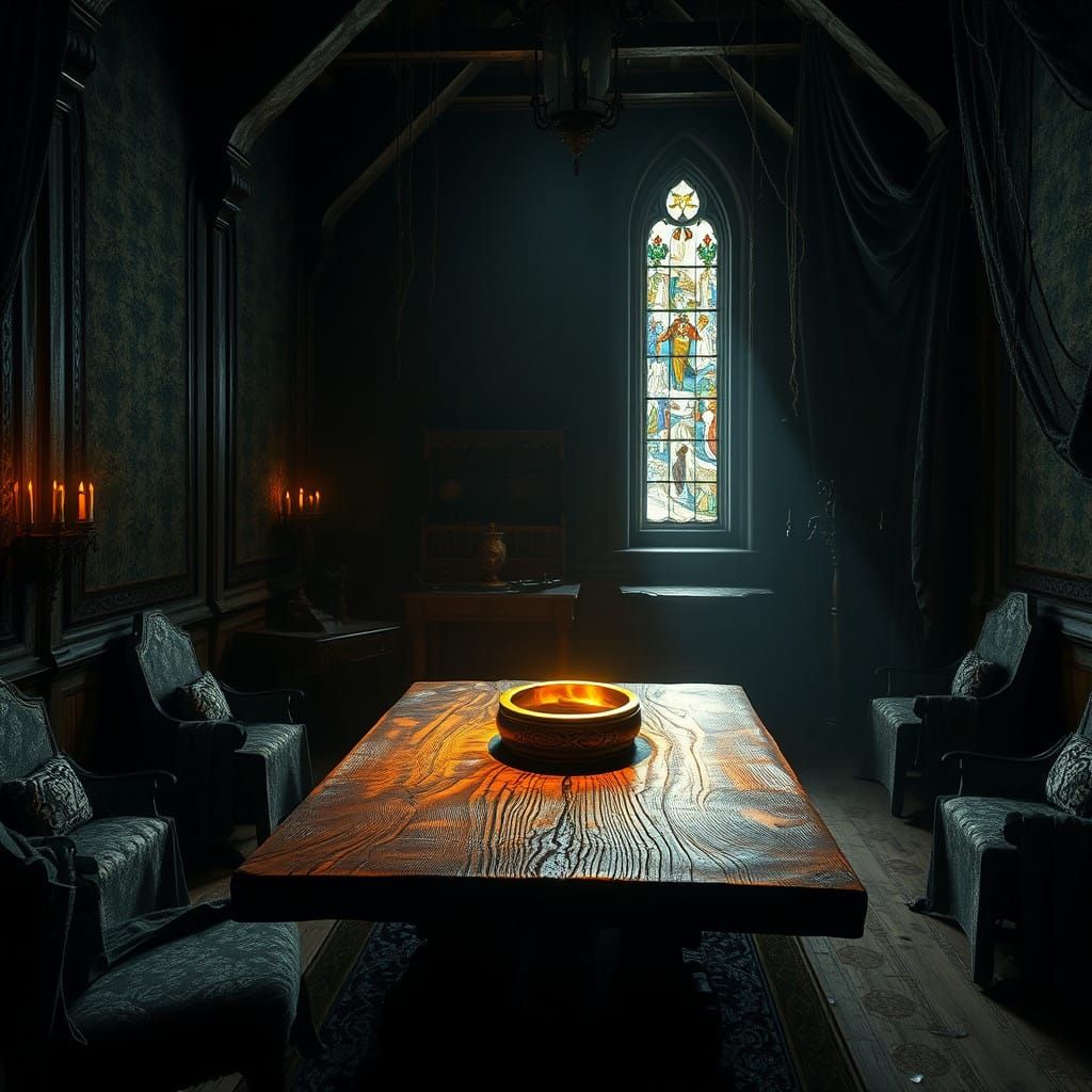 Medieval Mystic Chamber Under Moonlight Illumination