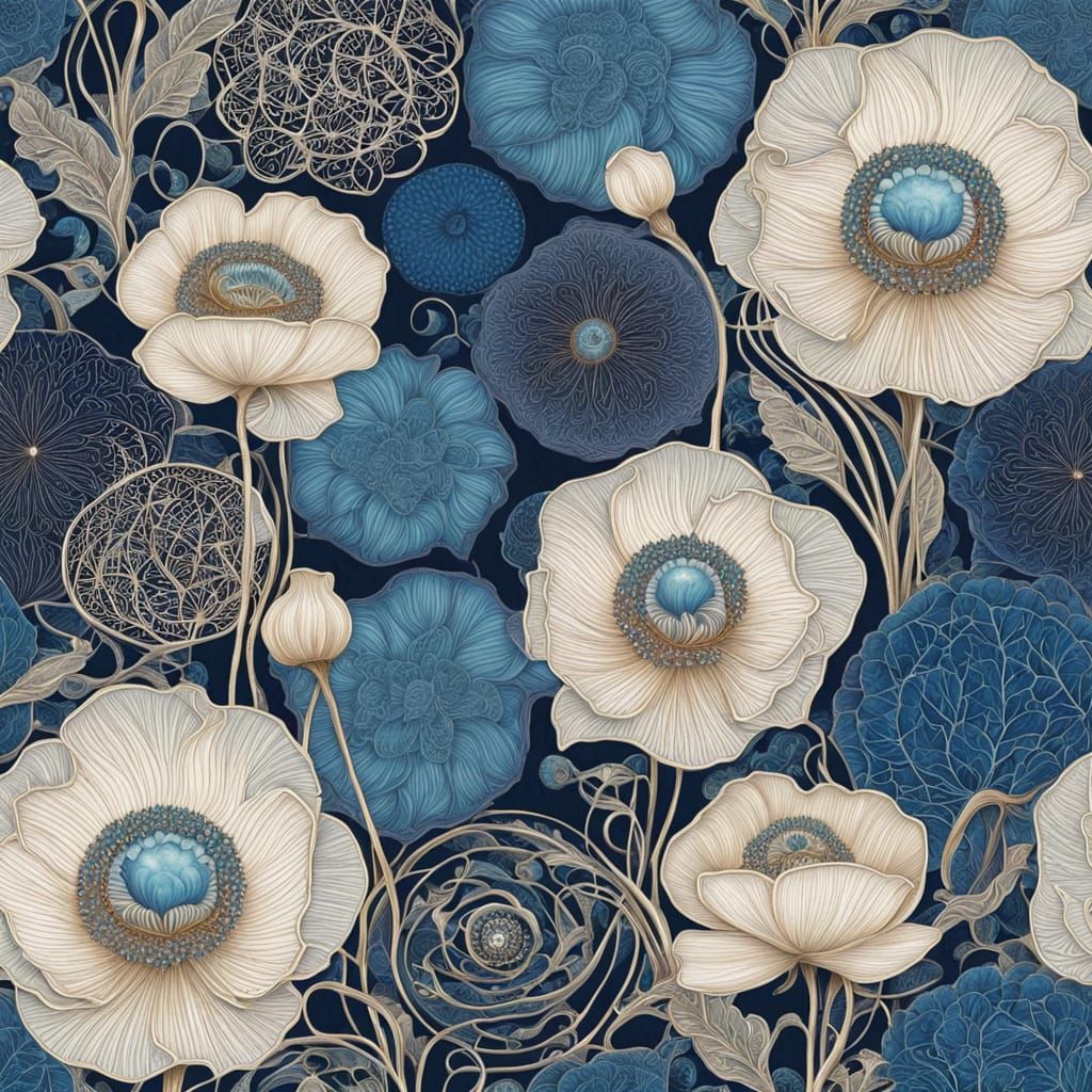 Ethereal Whispers in Liquid Opal: Gustave Klimt-Inspired Blo...