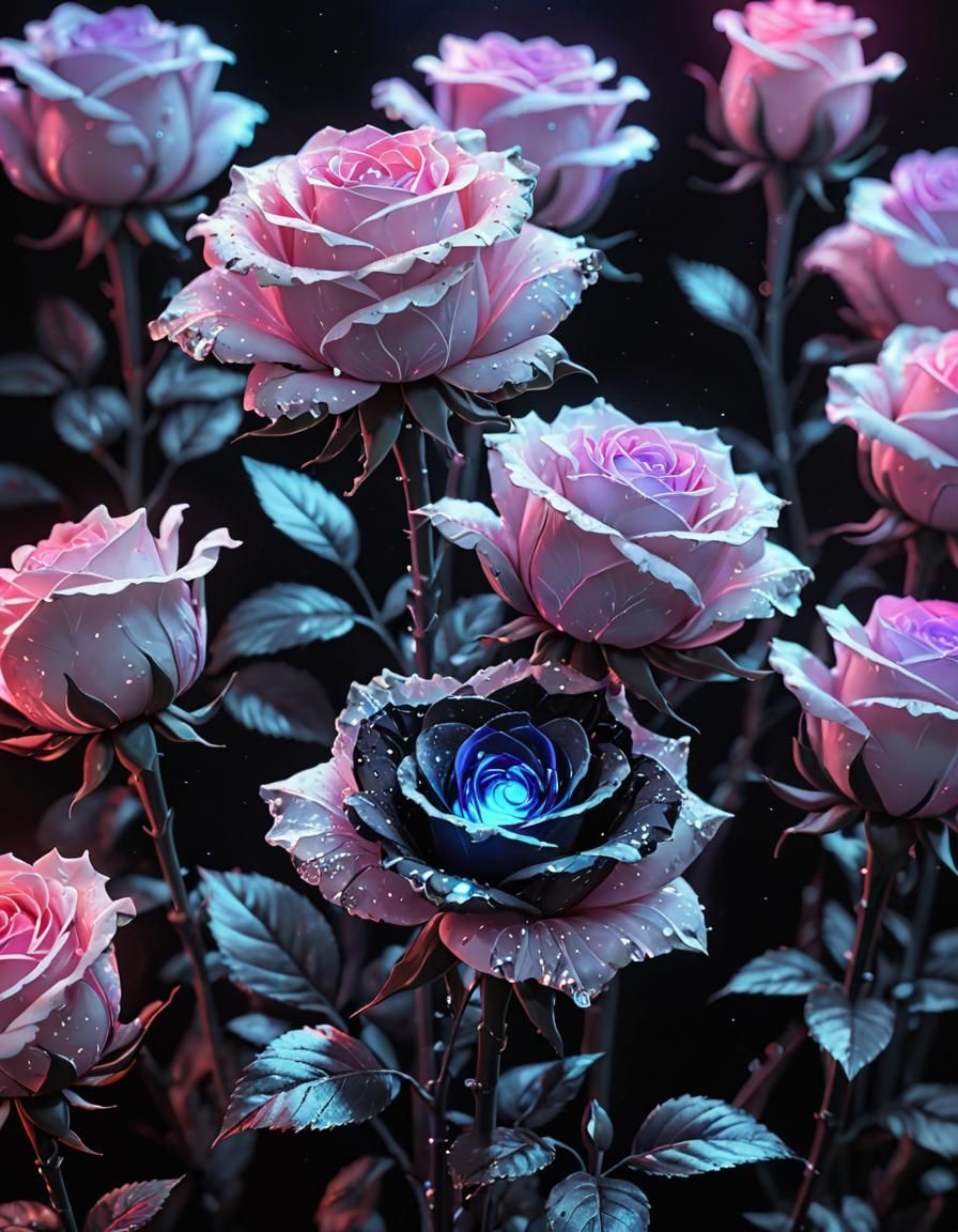 High Contrast Watercolour Holographic Geode with Neon Lighti...