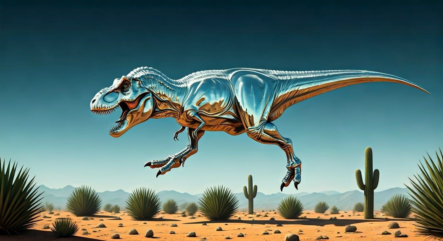 Epic Cinematic Realistic T-Rex Jumps Over Cactus in a Stunni...