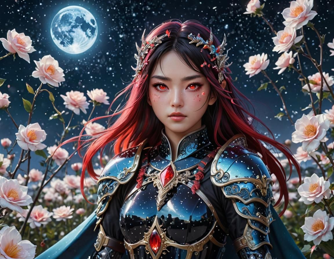 Warrior Girl Under Arctic Constellations, Anime Style