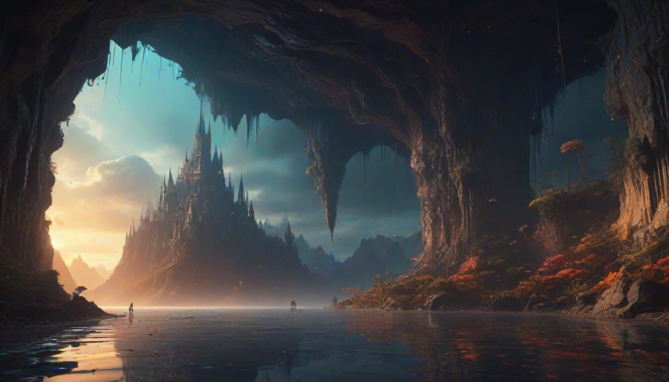 Surreal Digital Epic: Vibrant Oceanic Landscape