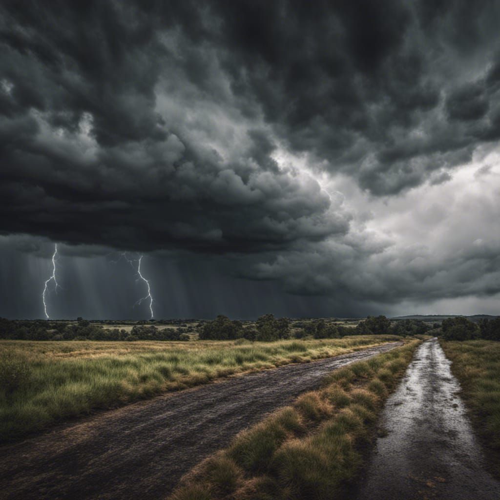 Dramatic Rain Clouds in Hyperrealistic Style