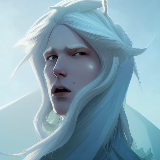 Ice King Portrait in Hyperdetailed Digital Art Style