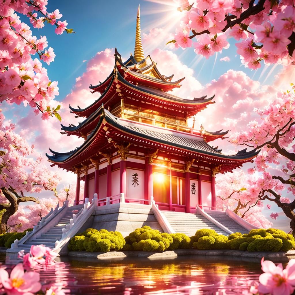 Pink Dragon at Golden Sakura Temple