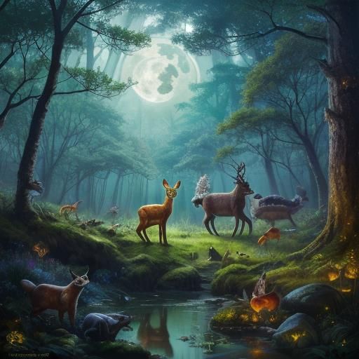 Enchanted Rainbow Forest with Talking Trees