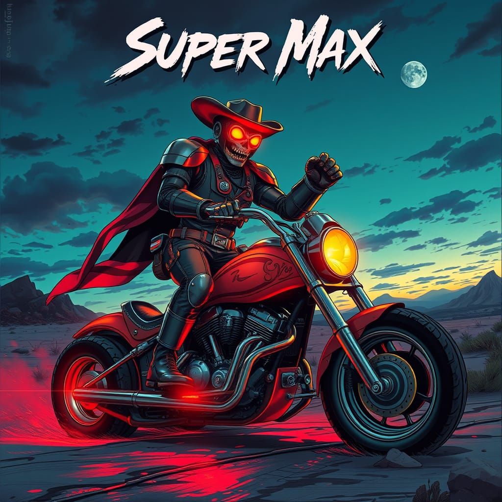 Gritty Anime Diesel-Punk Robot Cowboy Album Cover