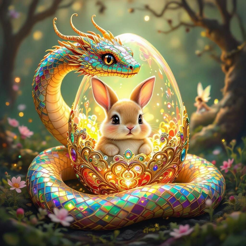 Whimsical Easter Wonderland in Klimt-Inspired Style