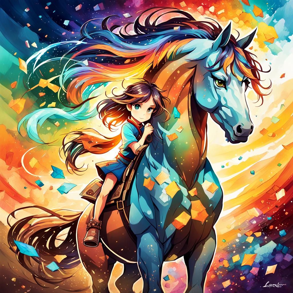 Anime Style Stallion Portrait with Deep Color