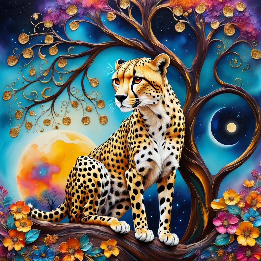 Cheetah in Magical Surrealism Dreamscape