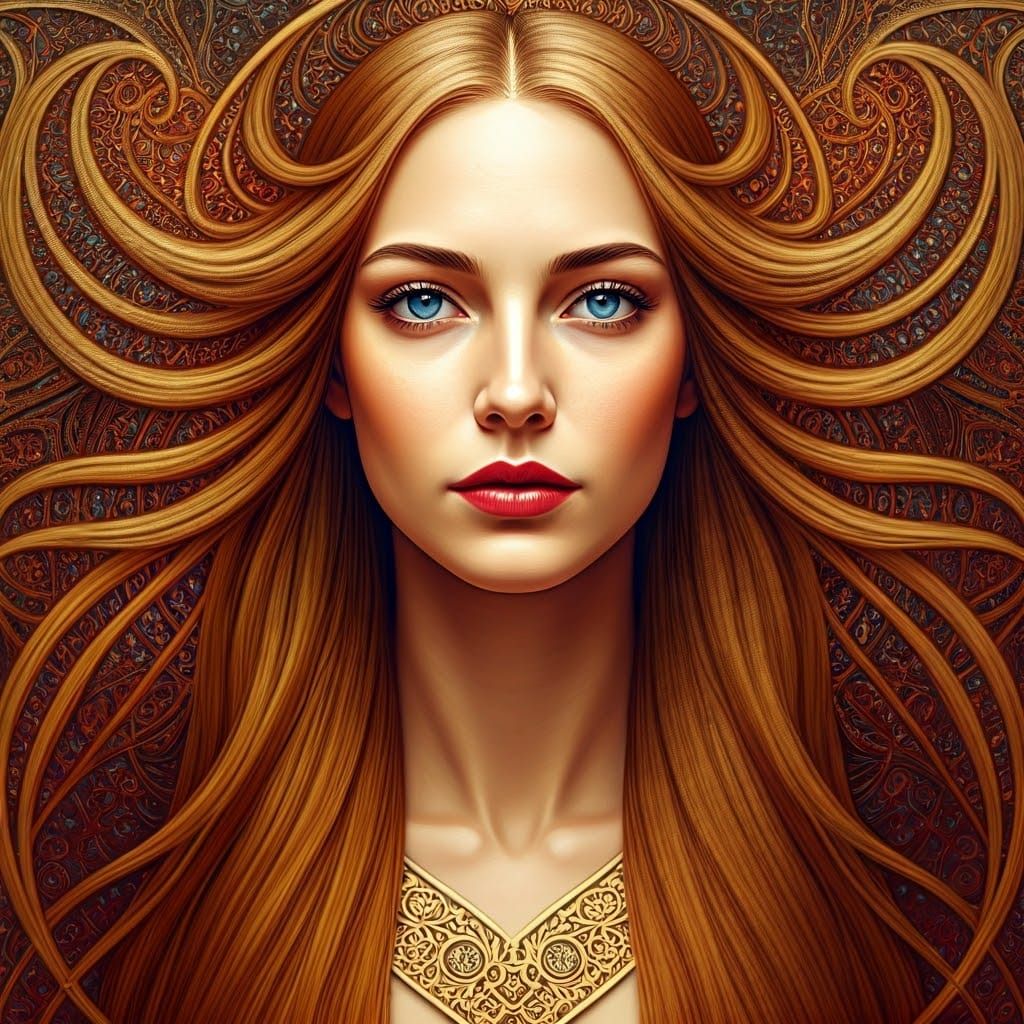 Enchanting Pre-Raphaelite Goddess with Wild Hair and Doves E...