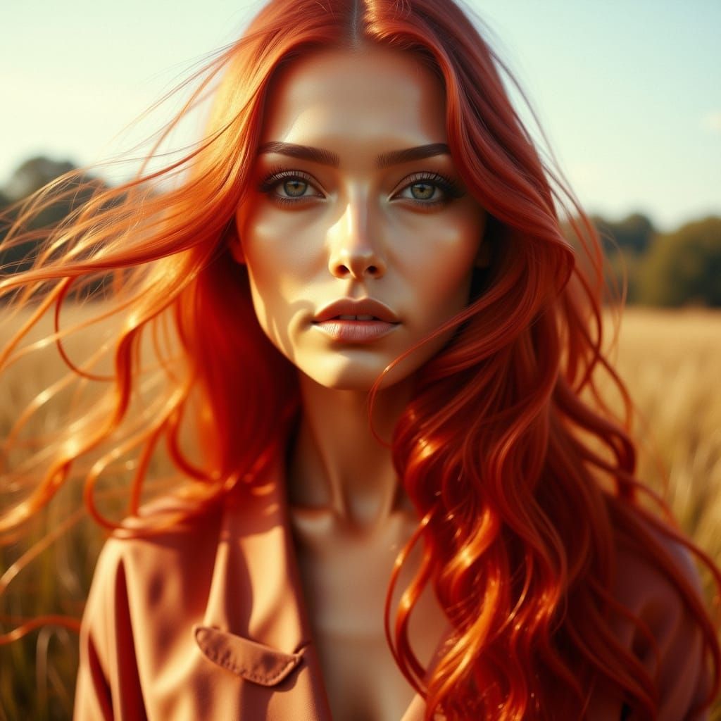 Beautiful Redhead Remembers First Love in Double Exposure