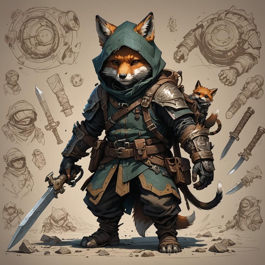 Hooded Fox Halfling Rogue Character Concept Art