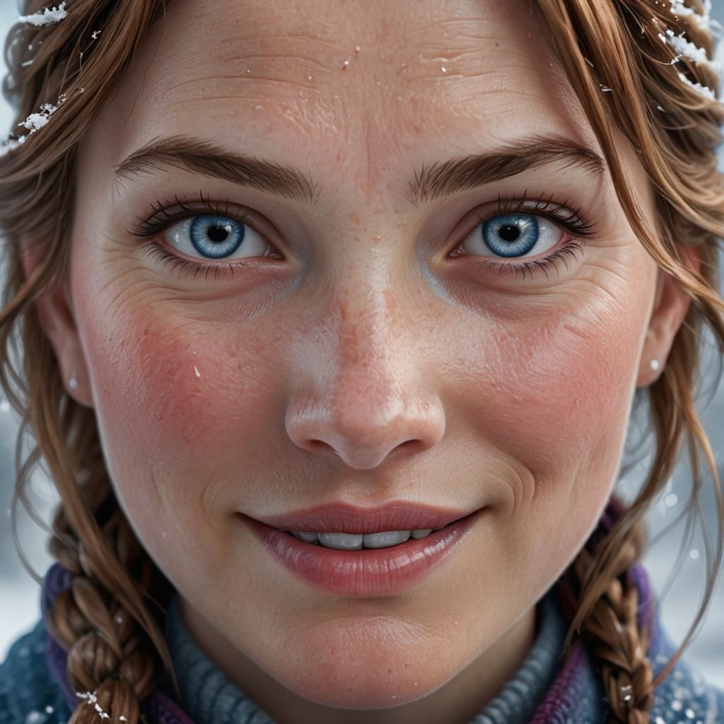 Hyperrealistic Portrait of Anna from Frozen