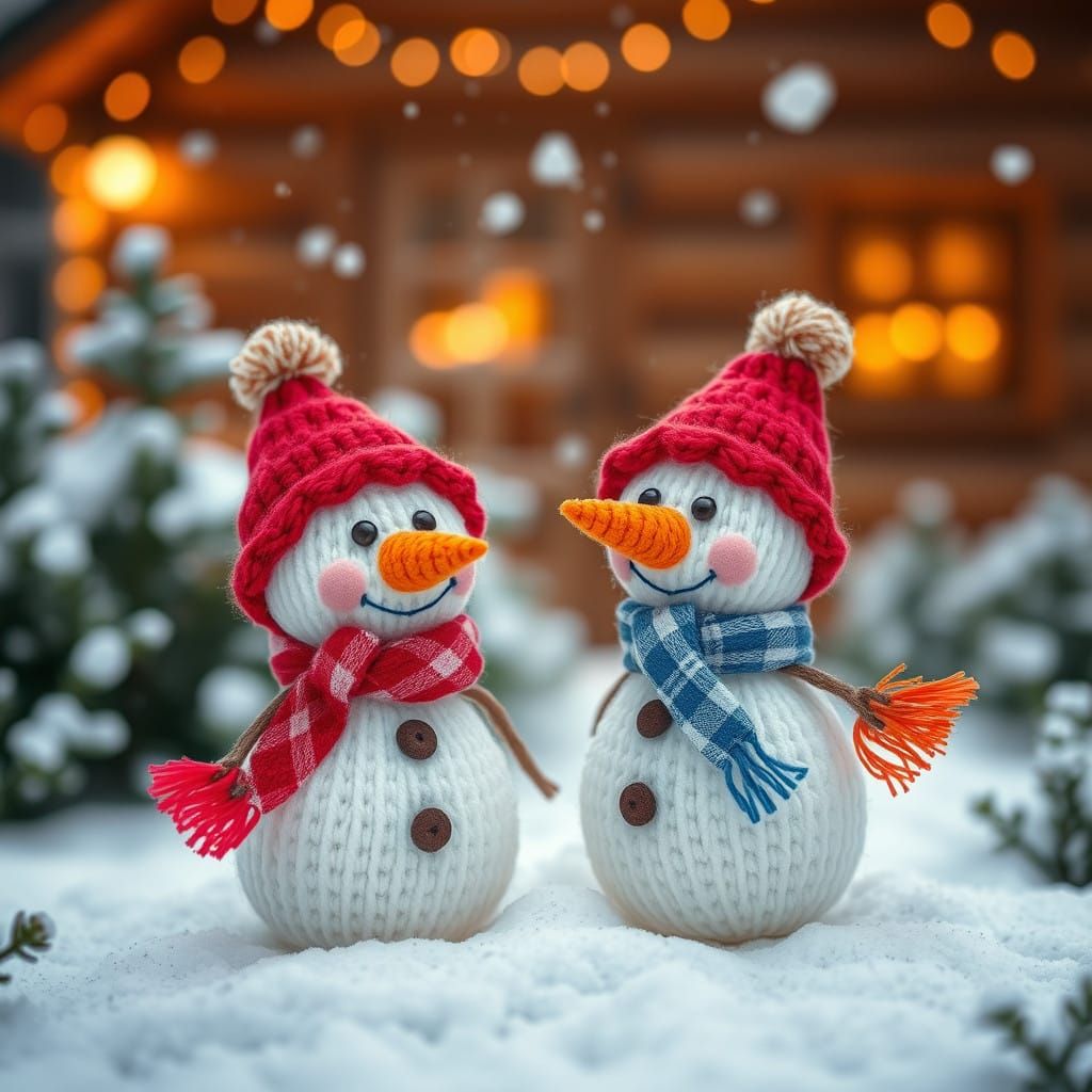 Cozy Snowmen in a Winter Wonderland Scene