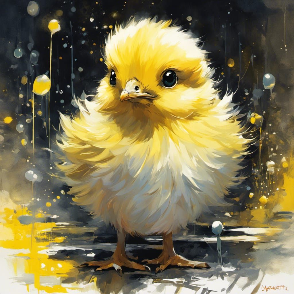 Cute Chibi Chick in Bioluminescent Garden