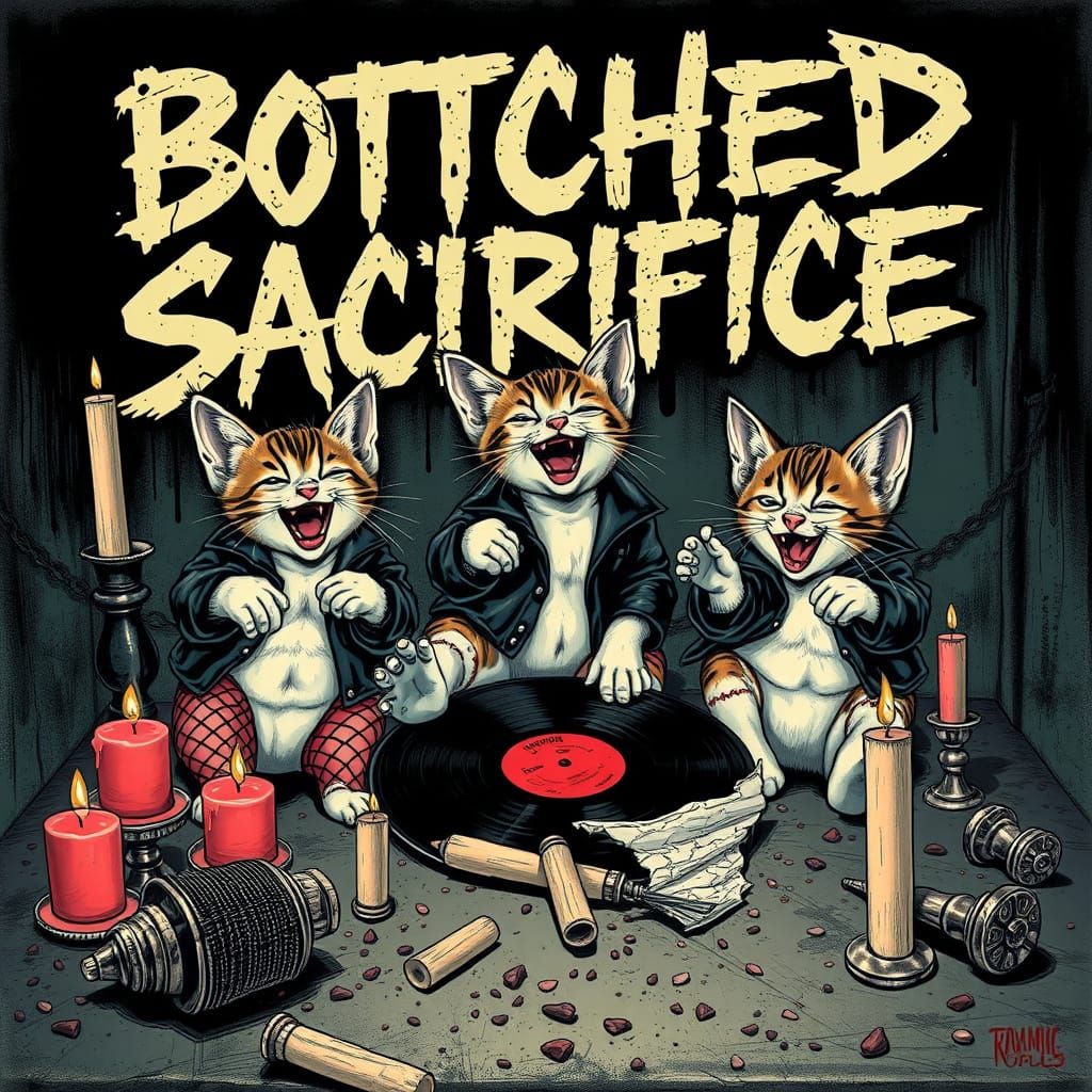 Mischievous Kittens in Dark Ritual