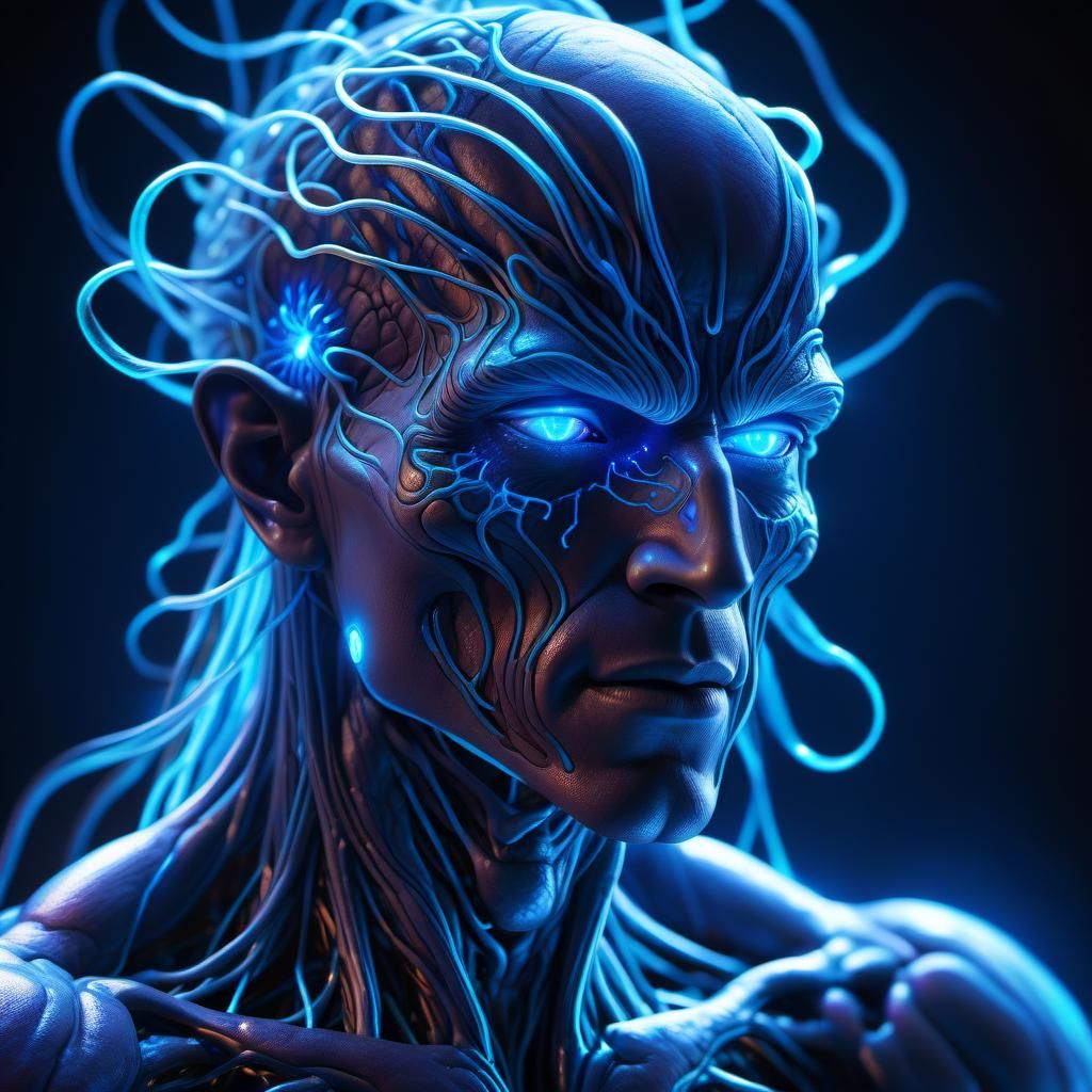 Bioluminescent Neural Network in Dark Fantasy Art