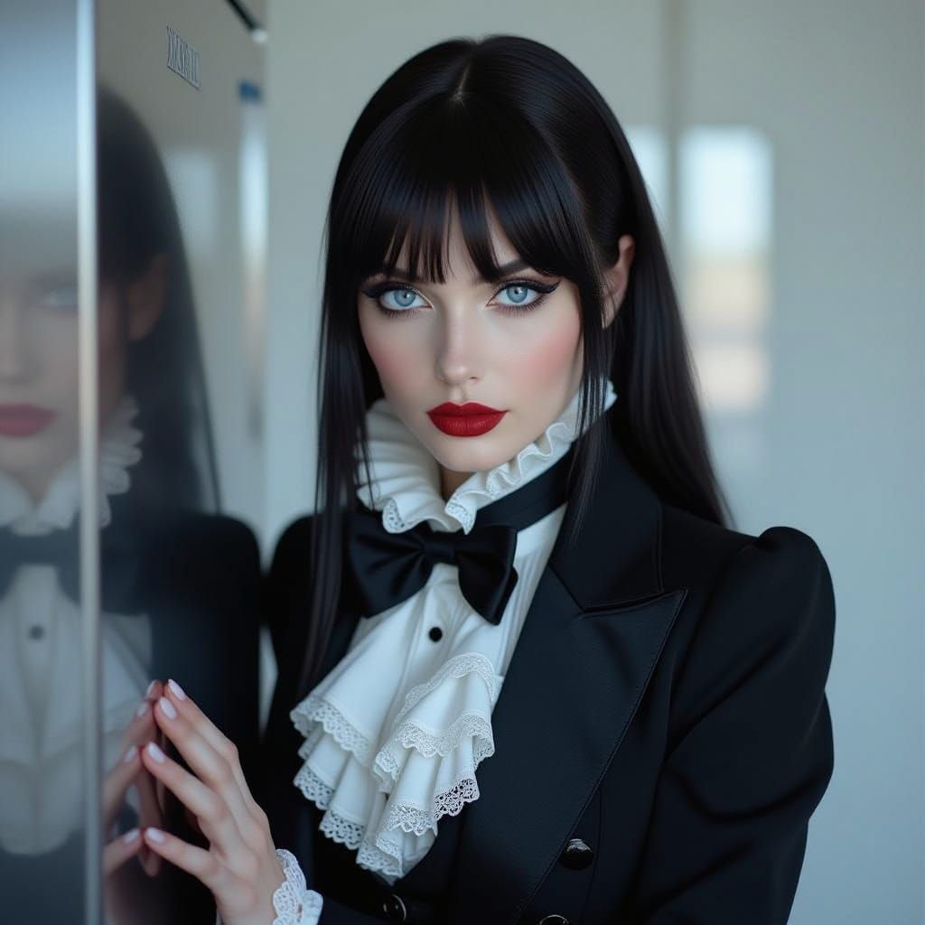 Ethereal Victorian Beauty Peeks Around Corner