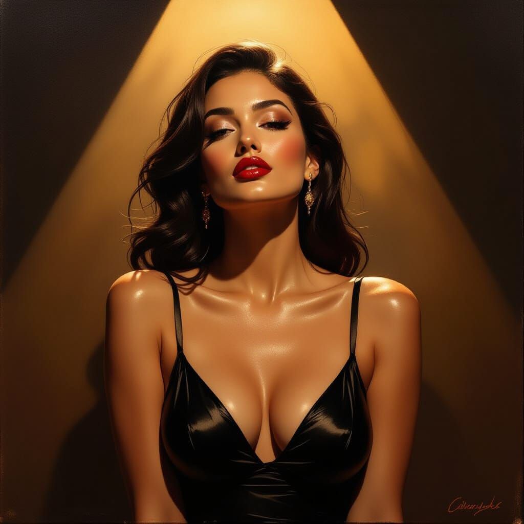 Sensual Woman Portrait in Renaissance Chiaroscuro Style