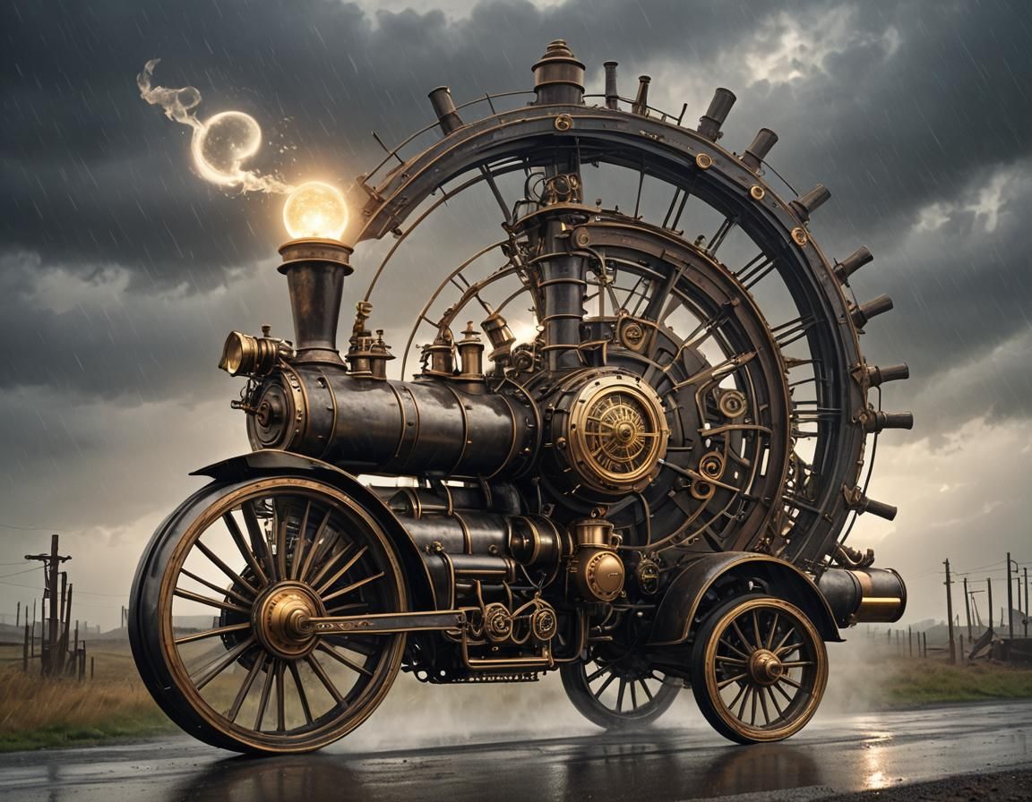 Steampunk Engine with Crescent Moon Smile