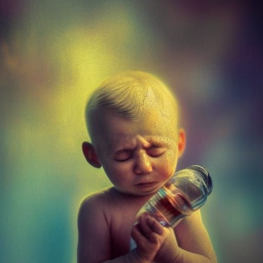 Ethereal Fantasy Baby in Art Nouveau Elegance